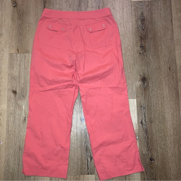 Chico's Women Size 1 (8) Cotton Crop Coral Orange Pant Lightweight |Beach Boho - Picture 4 of 15